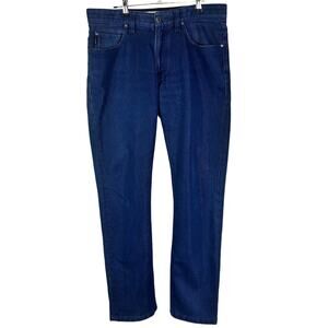 Emporio Armani Men Casual Pants Size 32 Dark Blue Ribbed Mid Rise Straight
